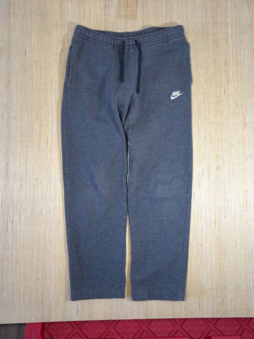 Nike Sweatpants Men's M Gray Fleece Open Hem Drawstring Gym Workout